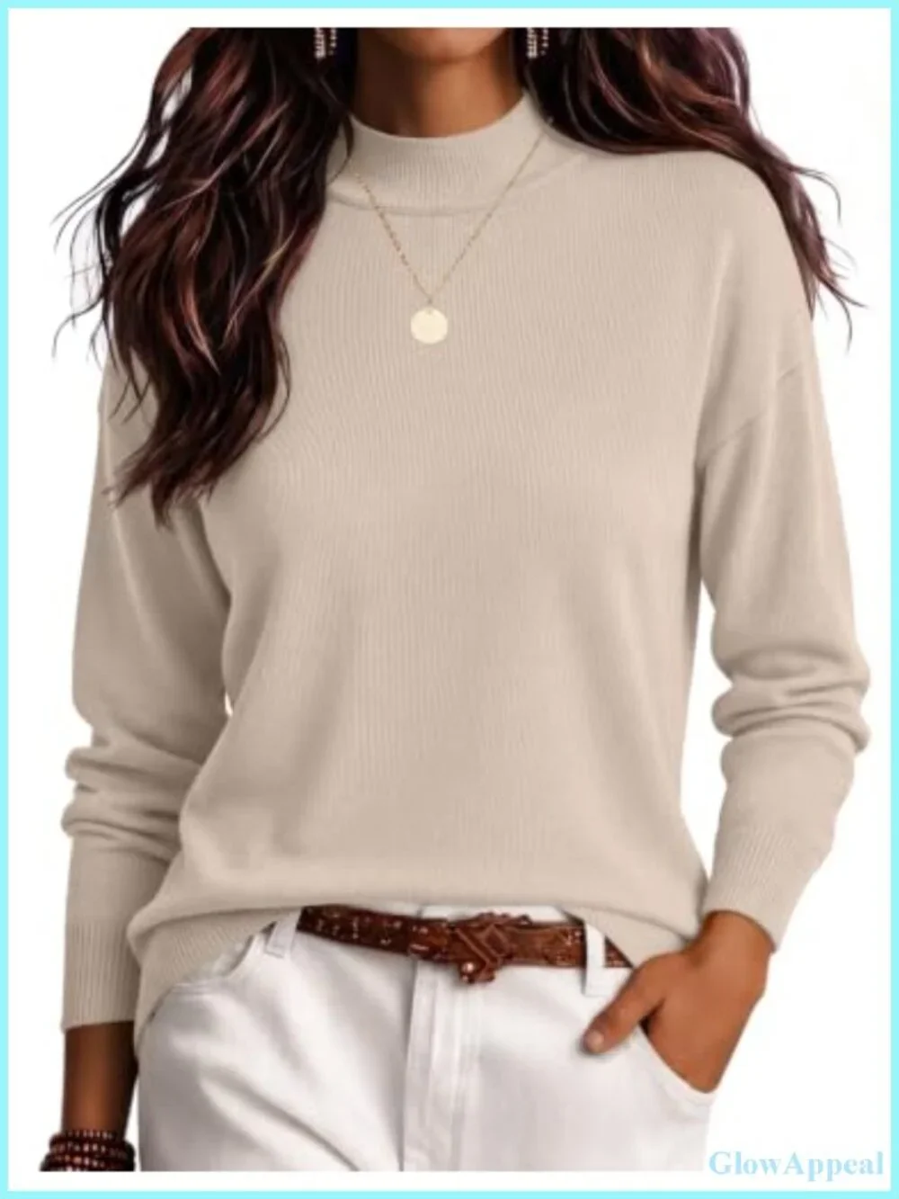 Womens Turtleneck Sweater Lightweight Knit Long Sleeve Pullover